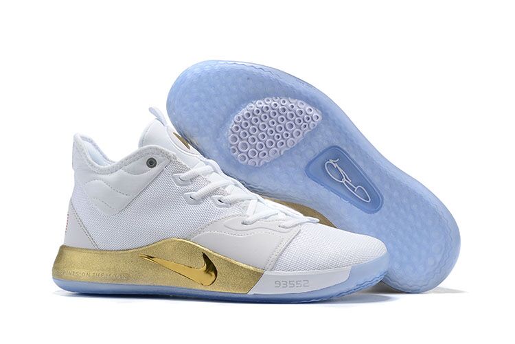 New Nike PG 3 White Gold Ice Sole Shoes